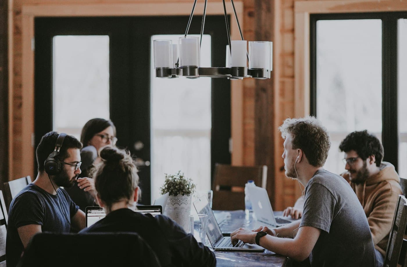 Colleagues collaborating around a shared table